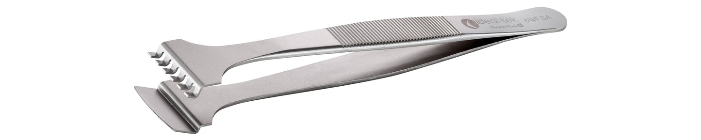 Ideal-tek Wafer Tweezers – Style 6WF – Anti-Acid / Anti-Magnetic Stainless Steel – 130mm (5.1″) – Swiss Made