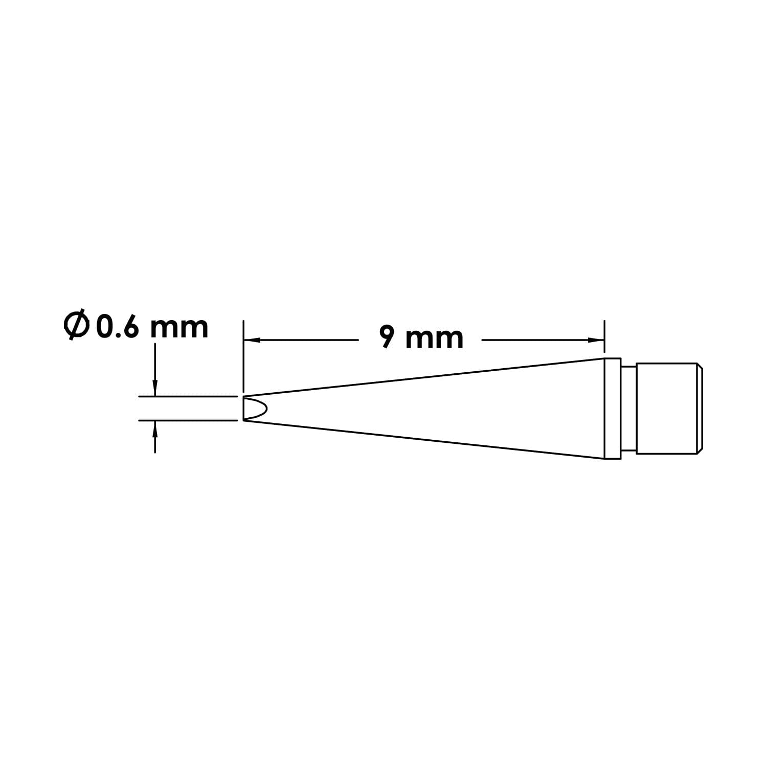 Metcal MicroFine Tweezer Solder Tip Cartridge, Chisel, 0.6 mm x 9.0 mm