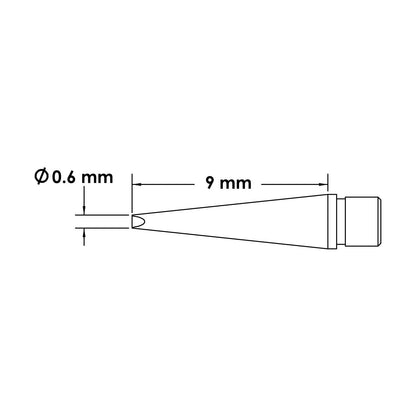 Metcal MicroFine Tweezer Solder Tip Cartridge, Chisel, 0.6 mm x 9.0 mm