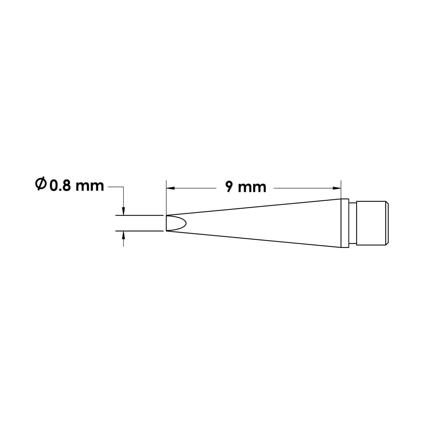 Metcal MicroFine Tweezer Solder Tip Cartridge, Chisel, 0.8 mm x 9.0 mm