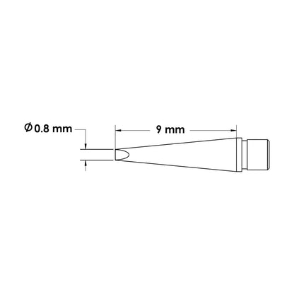Metcal MicroFine Tweezer Solder Tip Cartridge, Chisel, 0.8 mm x 9.0 mm