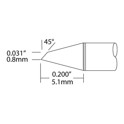 Metcal UFC-6HF5108S UFC UltraFine Rework Cartridge, Hoof, 0.8 mm x 5.1 mm, 600 Series