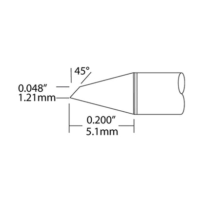 Metcal UFC-6HF5112S UltraFine Rework Cartridge, Hoof, 1.21 mm x 5.1 mm, 600 Series