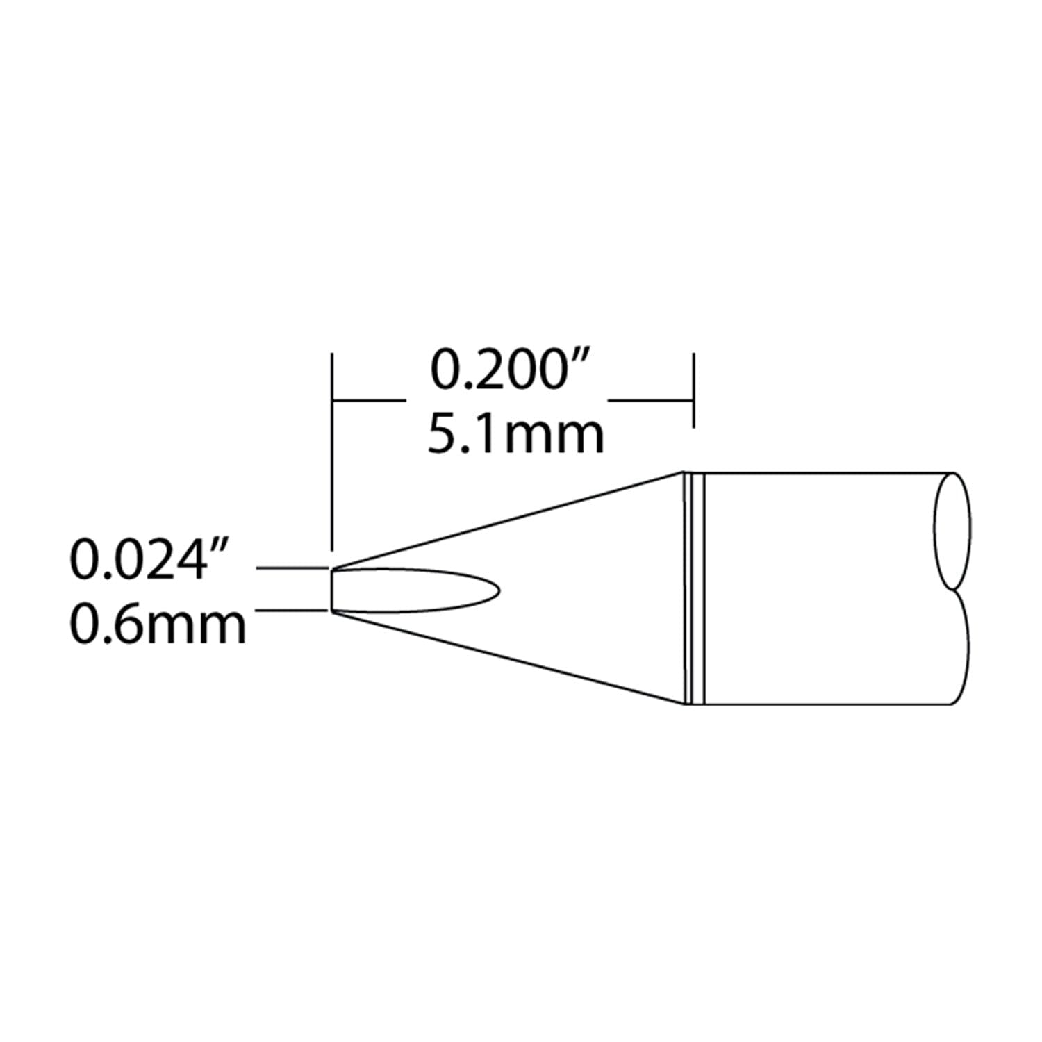 Metcal UFC-7CH5106S UltraFine Soldering Cartridge, Chisel, 0.6 mm x 5.1 mm, 700 Series
