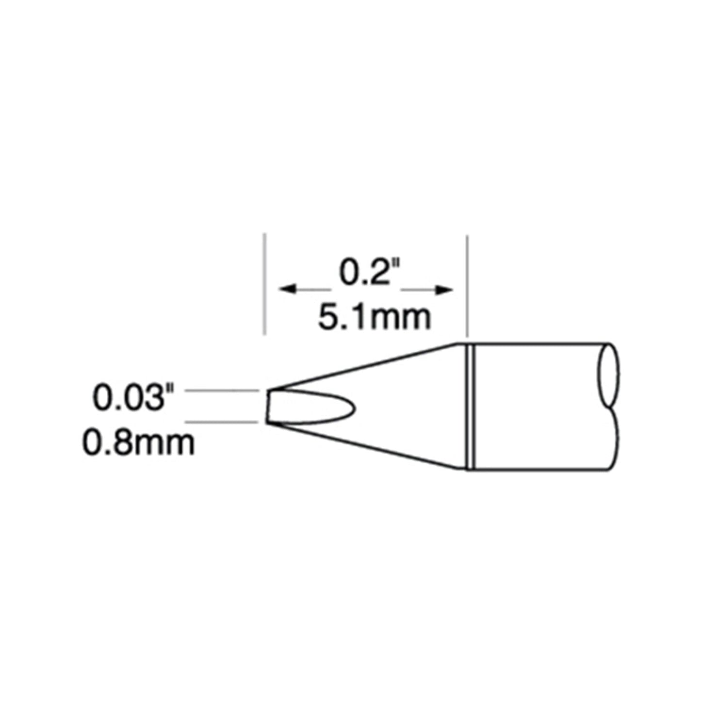 Metcal UFC-7CH5108S UltraFine Soldering Cartridge, Chisel, 0.8 mm x 5.1 mm, 700 Series