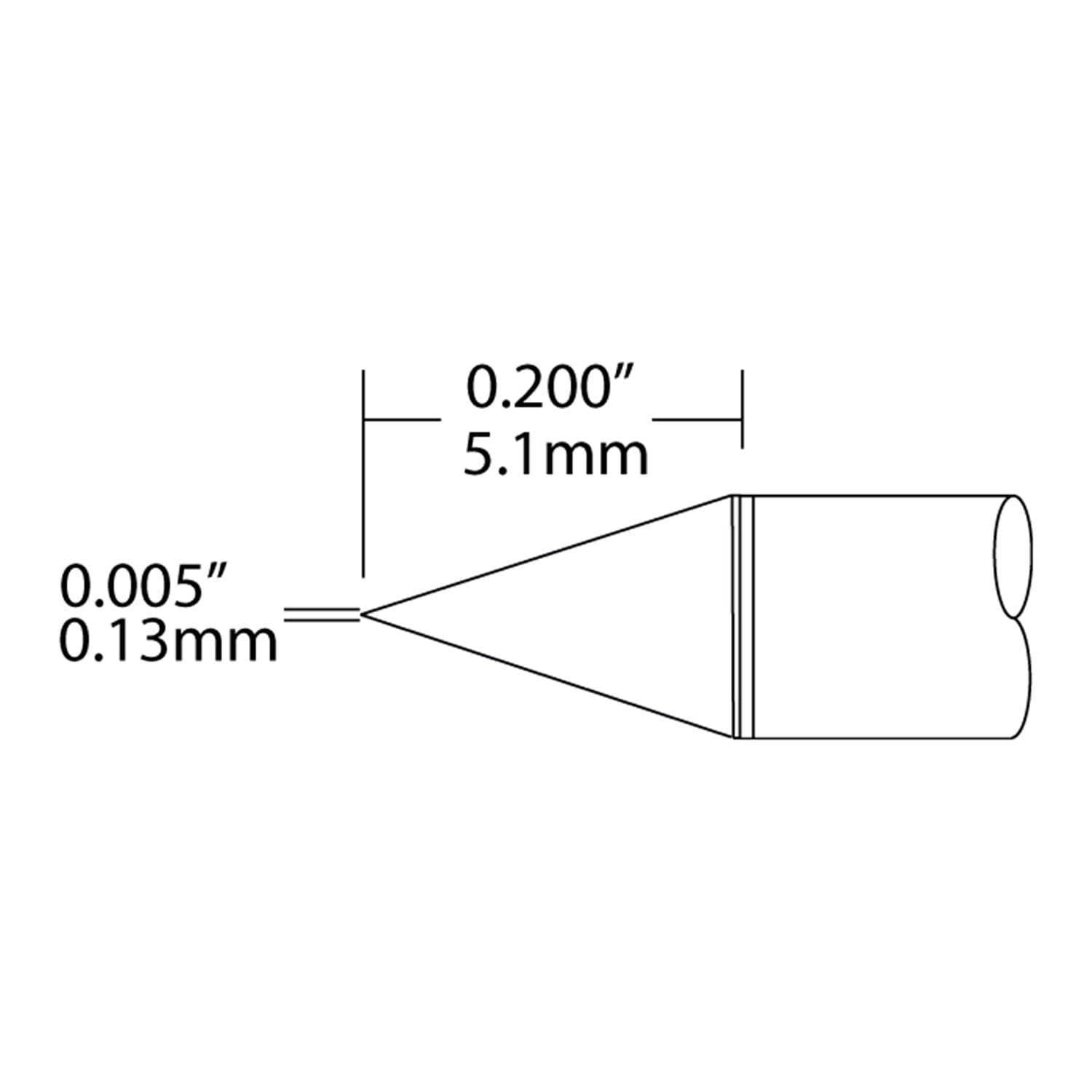 Metcal UFC-7CN5101S UltraFine Soldering Cartridge, Conical, 0.13 mm x 5.1 mm, 700 Series