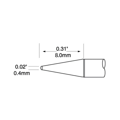 Metcal UFC-7CN8004S UltraFine Soldering Cartridge, Conical, 0.4 mm x 8.0 mm, 700 Series