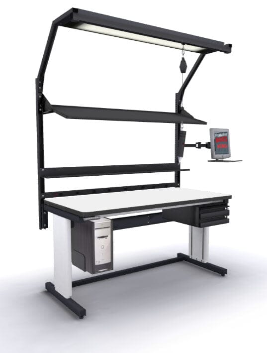 Production Basics Easy-Lift Dual Leg Workstation, Electric Adjustable ...