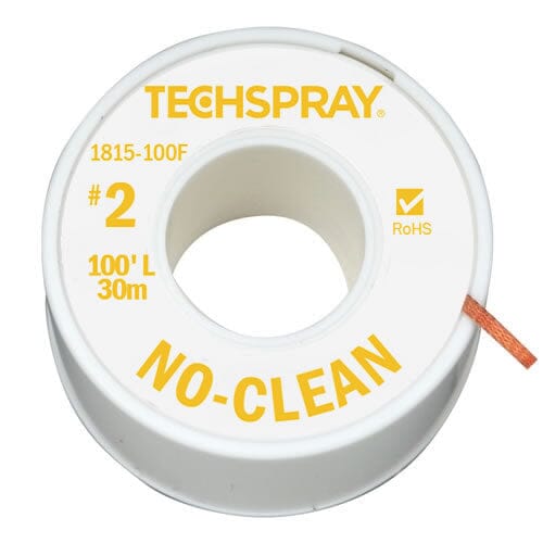 Techspray No Clean Desoldering Braid 1815-100F, 100', #2 Yellow, .055" (1.4mm)