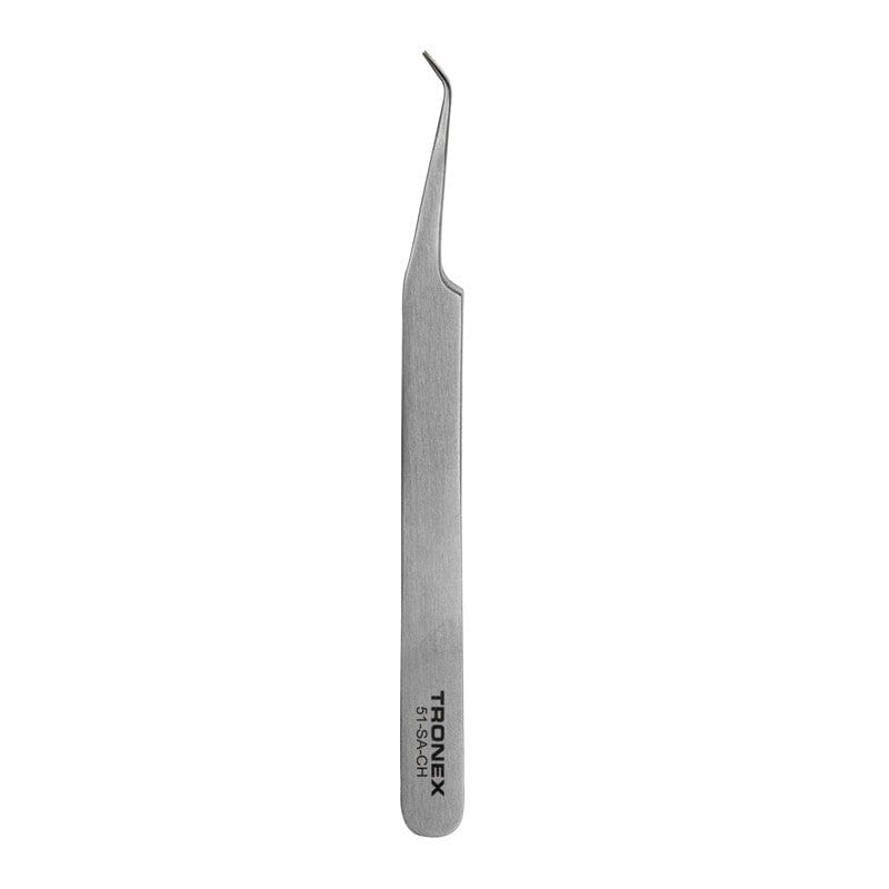 Tronex 51-SA-CH - Precision Stainless Steel Tweezers Bent Tip Very Fine Style 51