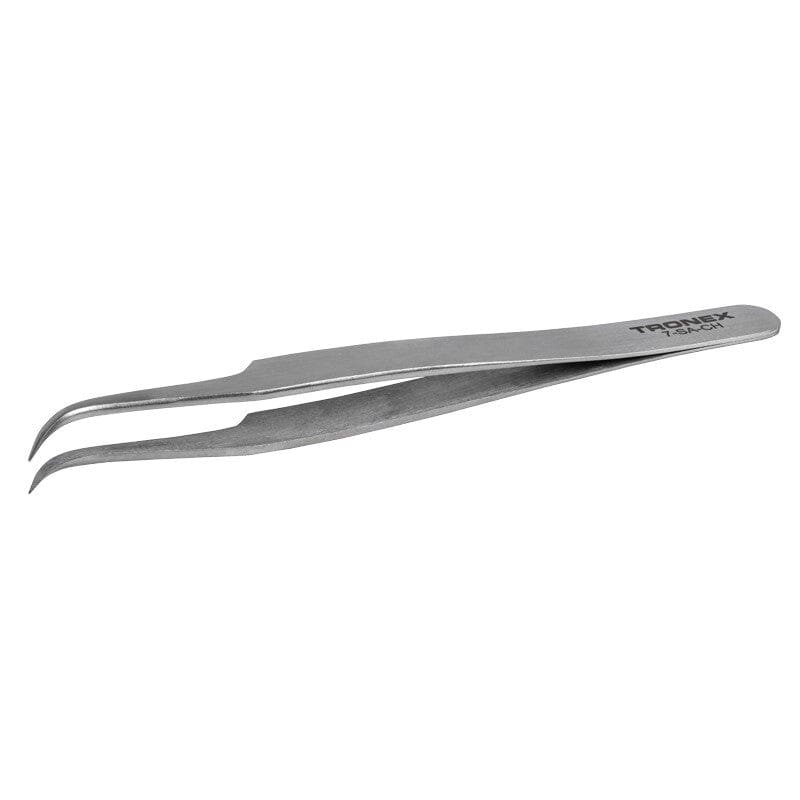 Tronex 7-SA-CH - Precision Stainless Steel Tweezers Curved Tip Very Fine Style 7