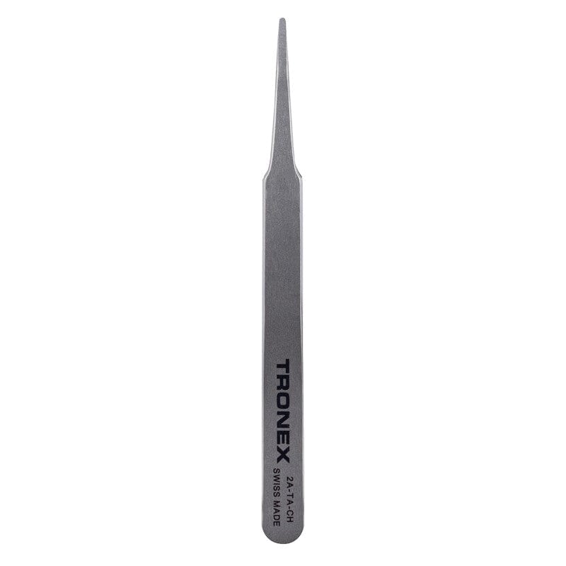 Tronex High Precision Tweezer 2A-TA-CH, Titanium, Straight Fine, Flat Rounded Tip
