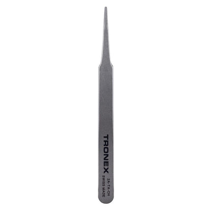 Tronex High Precision Tweezer 2A-TA-CH, Titanium, Straight Fine, Flat Rounded Tip