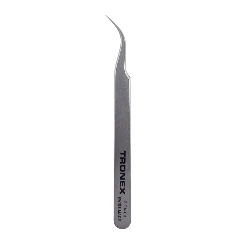 Tronex High Precision Tweezer, Titanium, Curved Fine Sharp Tip, Style 7