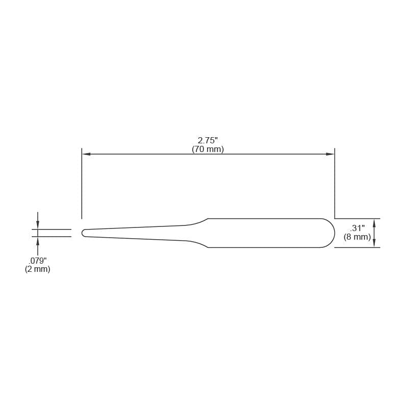 Tronex M2A-SA-CH - Mini Stainless Steel Tweezers Slight Taper Tip Blunt Style 2A