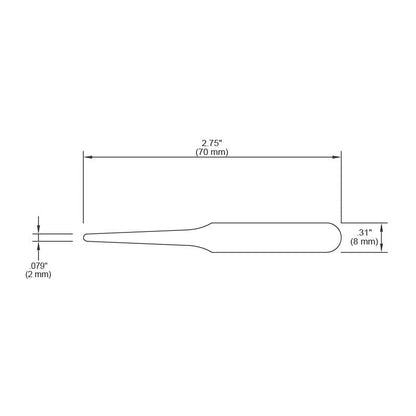 Tronex M2A-SA-CH - Mini Stainless Steel Tweezers Slight Taper Tip Blunt Style 2A