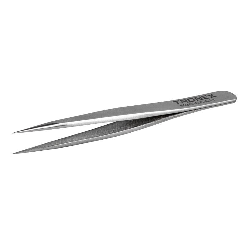 Tronex M3C-SA-CH - Mini Stainless Steel Tweezers Short Slight Taper Tip Very Fine Style 3C