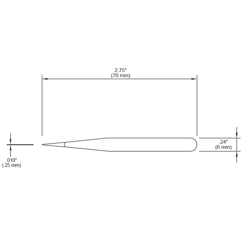 Tronex M3C-SA-CH - Mini Stainless Steel Tweezers Short Slight Taper Tip Very Fine Style 3C