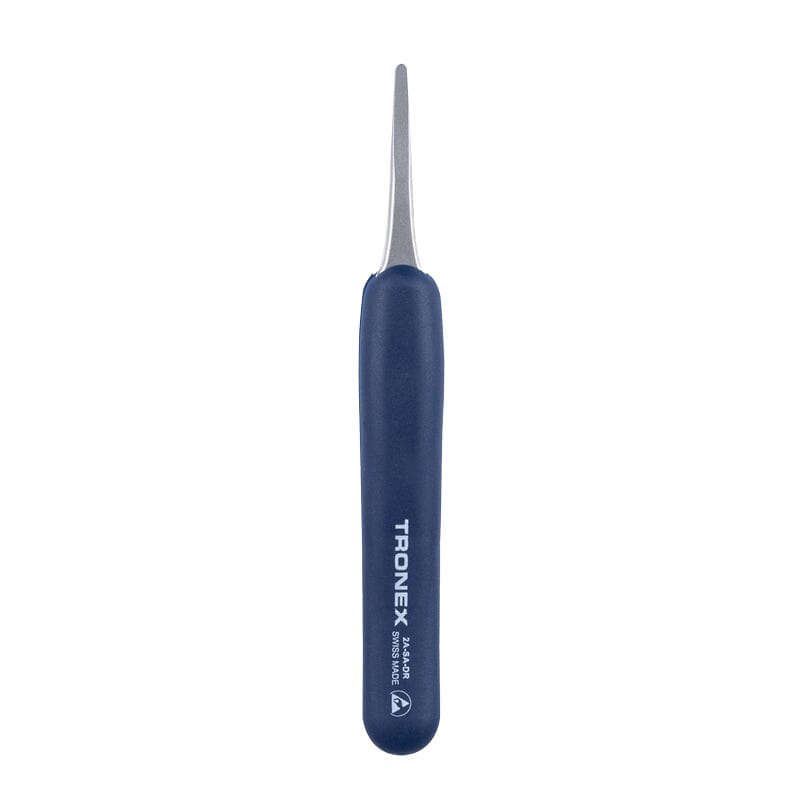 Tronex Precision Stainless Steel Tweezer 2A-SA-DR, ESD Rubber Grip Straight Fine Flat Rounded Tip