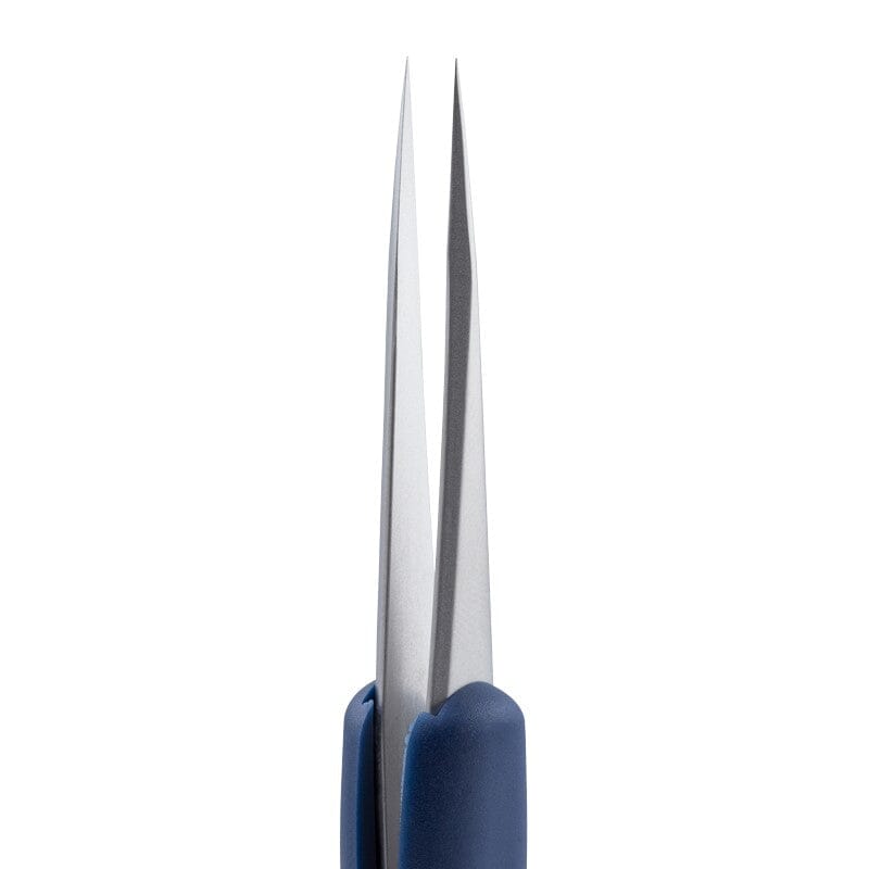Tronex Precision Stainless Steel Tweezer 3C-SA-DR, ESD Rubber Grip, Short Body, Straight Fine Sharp Tip