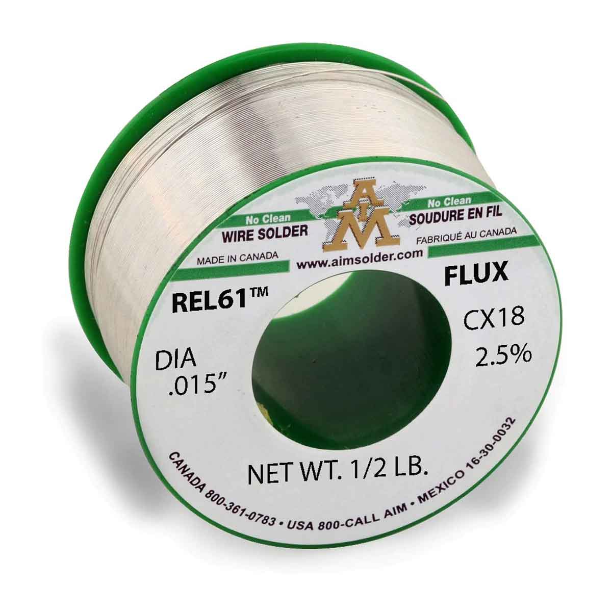 AIM Lead Free No Clean Core Wire Solder, REL61™ CX18 2.5% .015" Dia. 1 Lb.