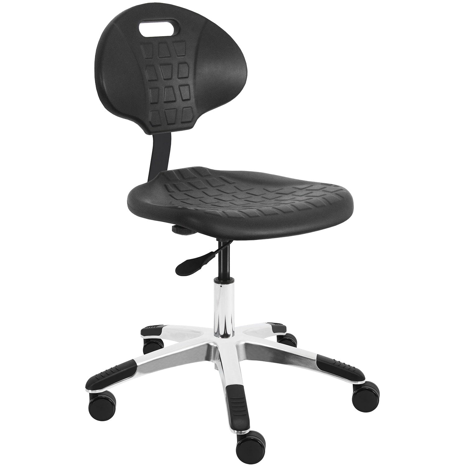 BenchPro Urethane Office Desk Height Chair, Deluxe Aluminum Base, One Lever Control