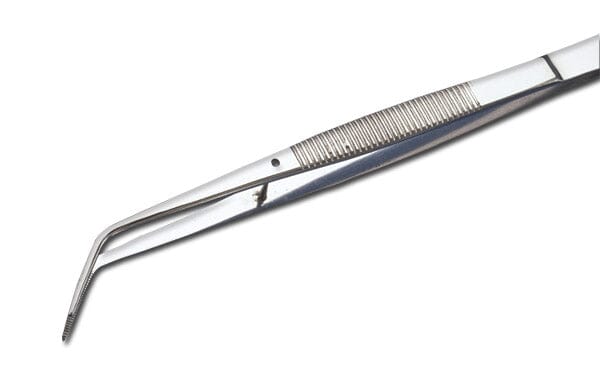 College Forceps with Alignment Pin, Curved Serrated Tips 6"