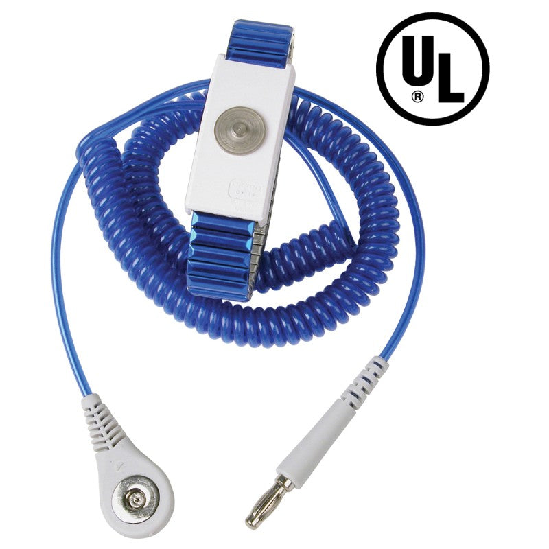 Desco 09199 Jewel® MagSnap Adjustable Metal Wrist Strap, Sapphire, w/ 12' Coil Cord