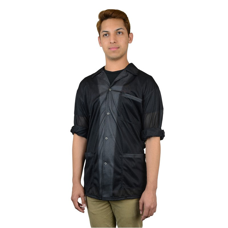Desco Statshield® Smock, Jacket with Convertible Sleeves, Snap Cuffs, Black, X-Large
