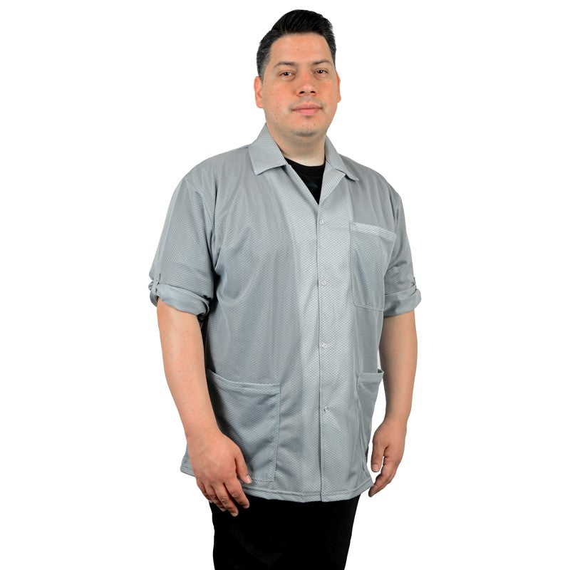 Desco Statshield® Smock, Jacket with Convertible Sleeves, Snap Cuffs, Grey, 4X-Large