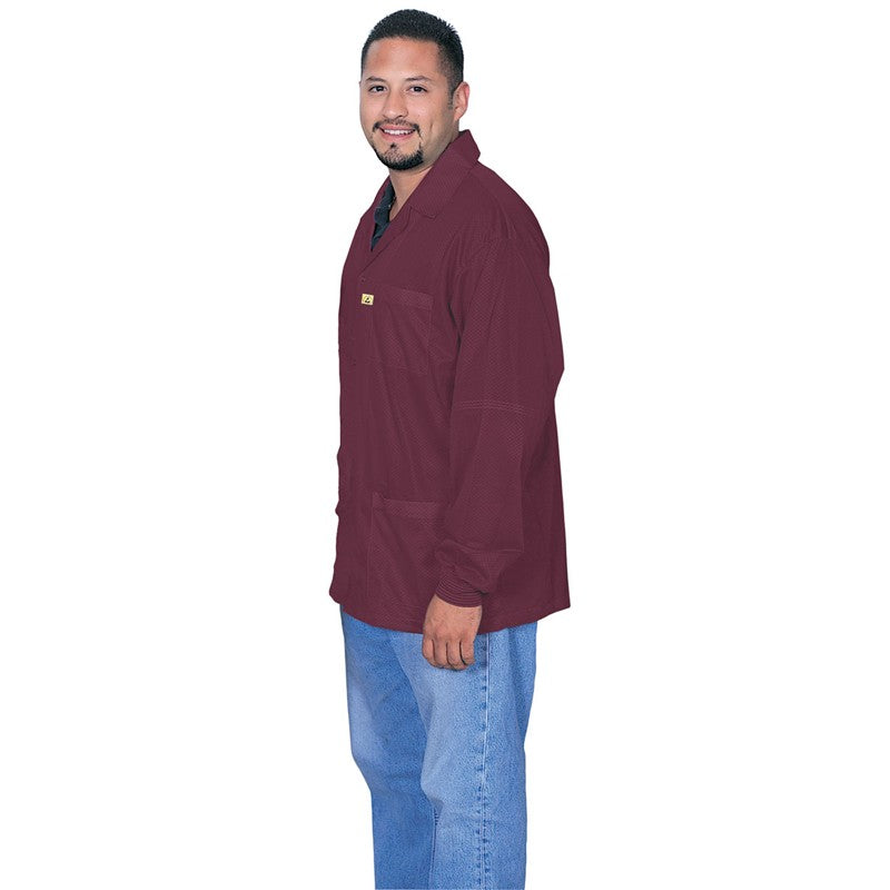 Desco Statshield® Smock, Jacket with Knitted Cuffs, Burgandy, 2X-Large