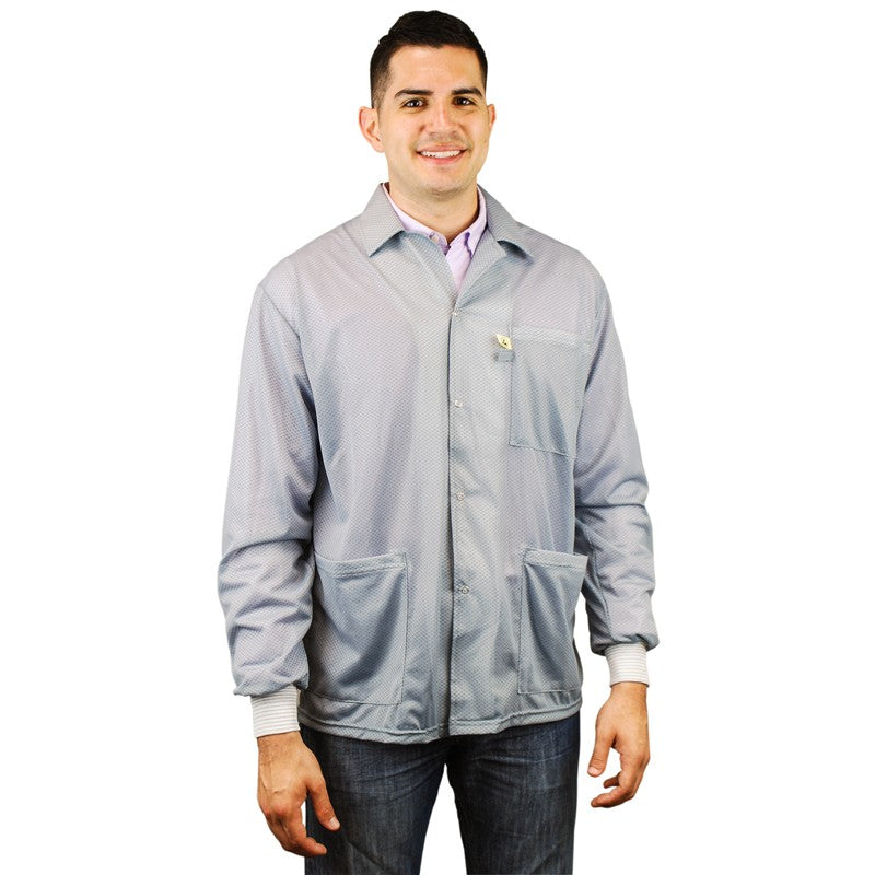 Desco Statshield® Smock, Jacket with Knitted Cuffs, Grey, Medium