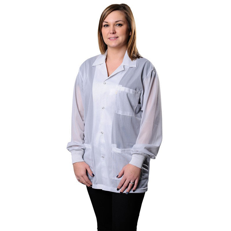 Desco Statshield® Smock, Jacket with Knitted Cuffs, White, X-Large