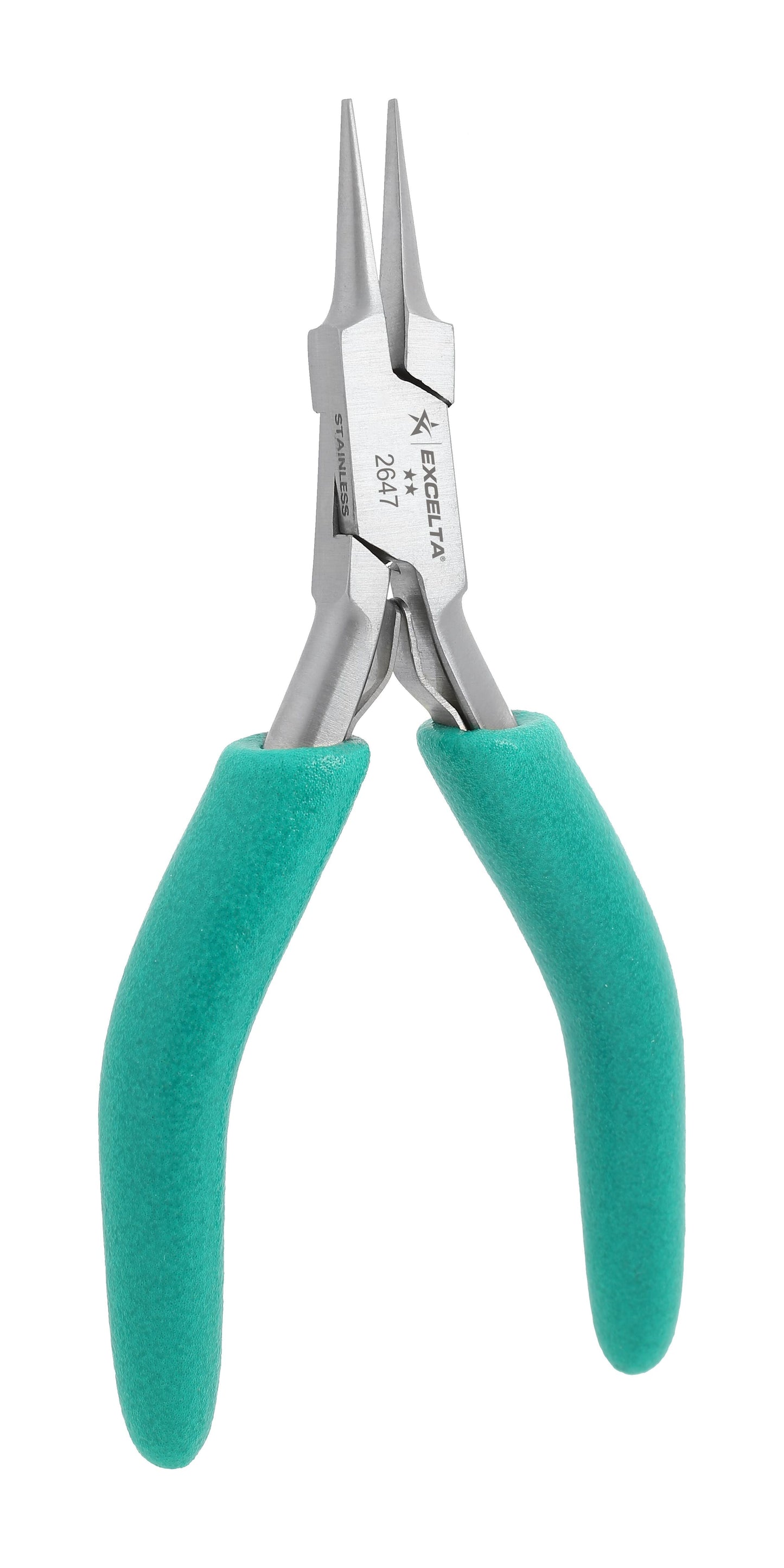 Excelta Pliers 2647 Small Needle Nose, Smooth Jaws, Standard Cushioned Grip