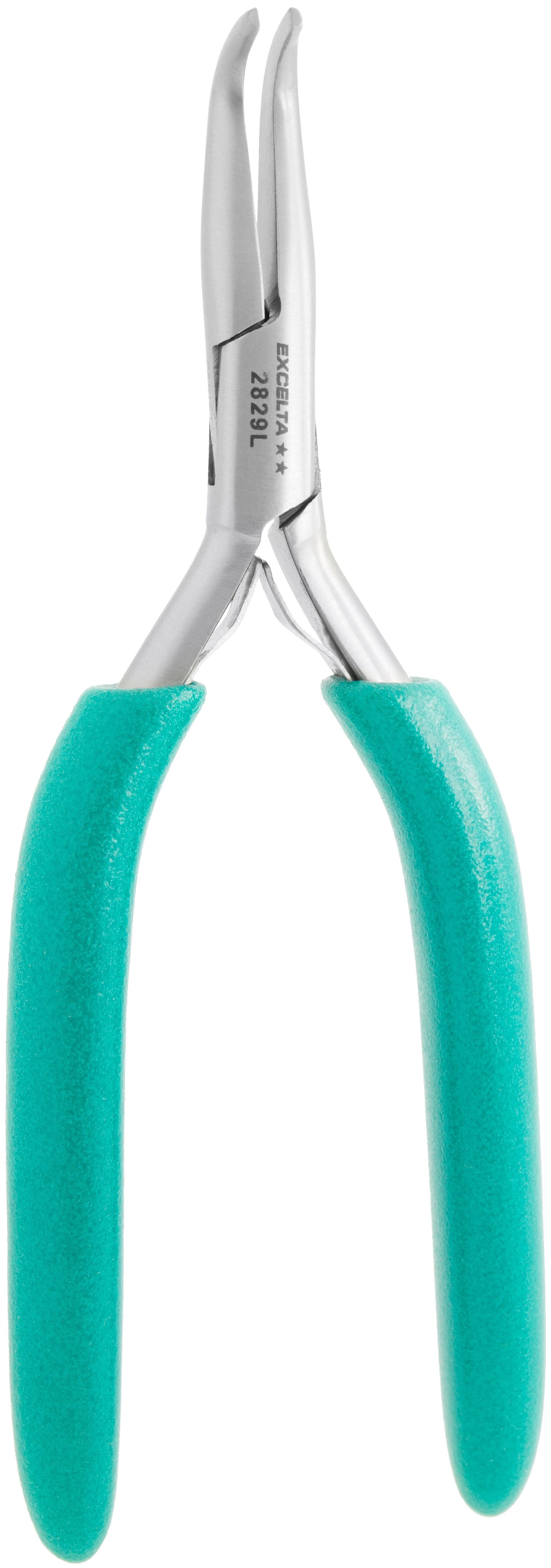 Excelta Pliers 2829L Medium Bent Nose, Smooth Jaws, Long Cushioned Grip