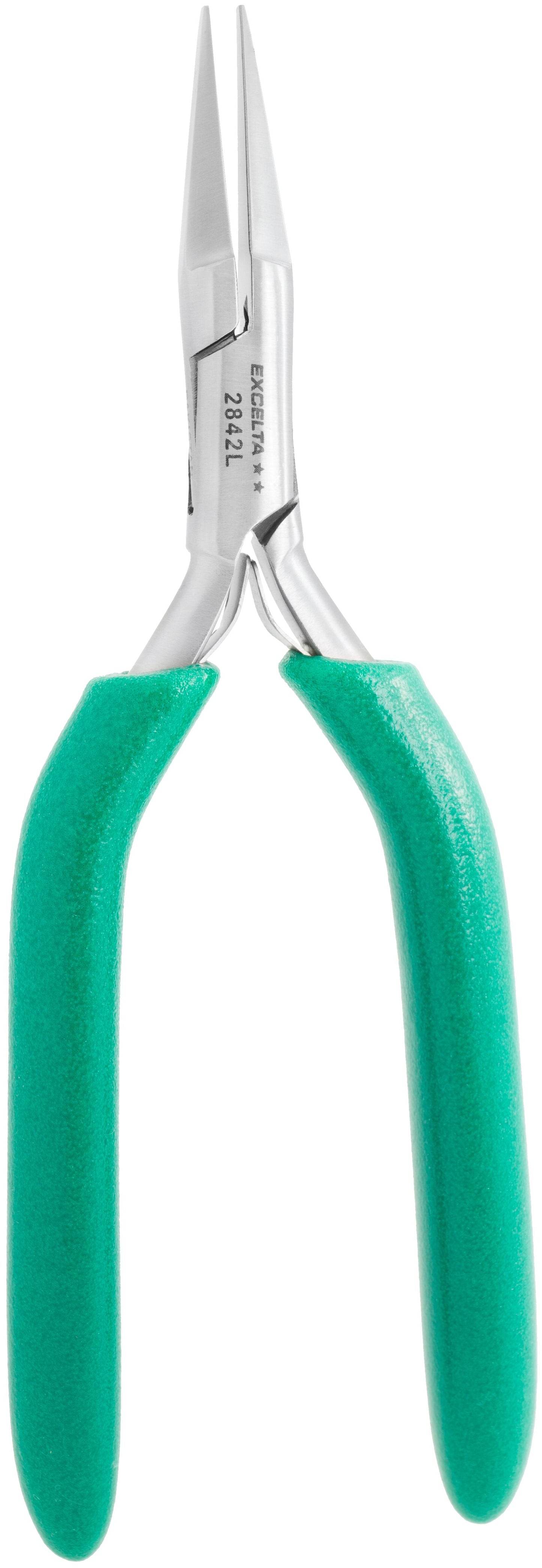 Excelta Pliers 2842L Medium Flat Nose, Smooth Jaws, Long Cushioned Grip