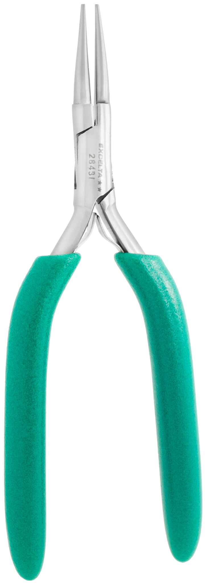 Excelta Pliers 2843L Medium Round Nose, Smooth Jaws, Long Cushioned Grip