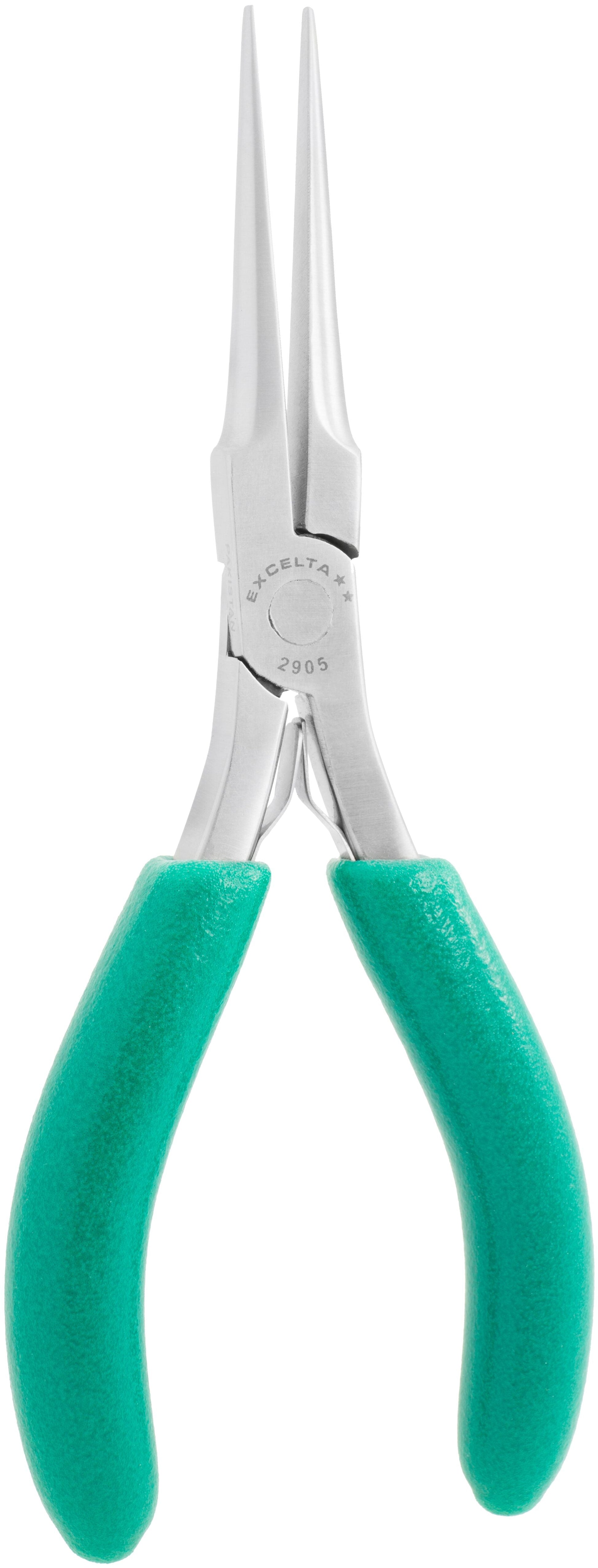 Excelta Pliers 2905 Large Needle Nose, Smooth Jaws, Standard Cushioned Grip