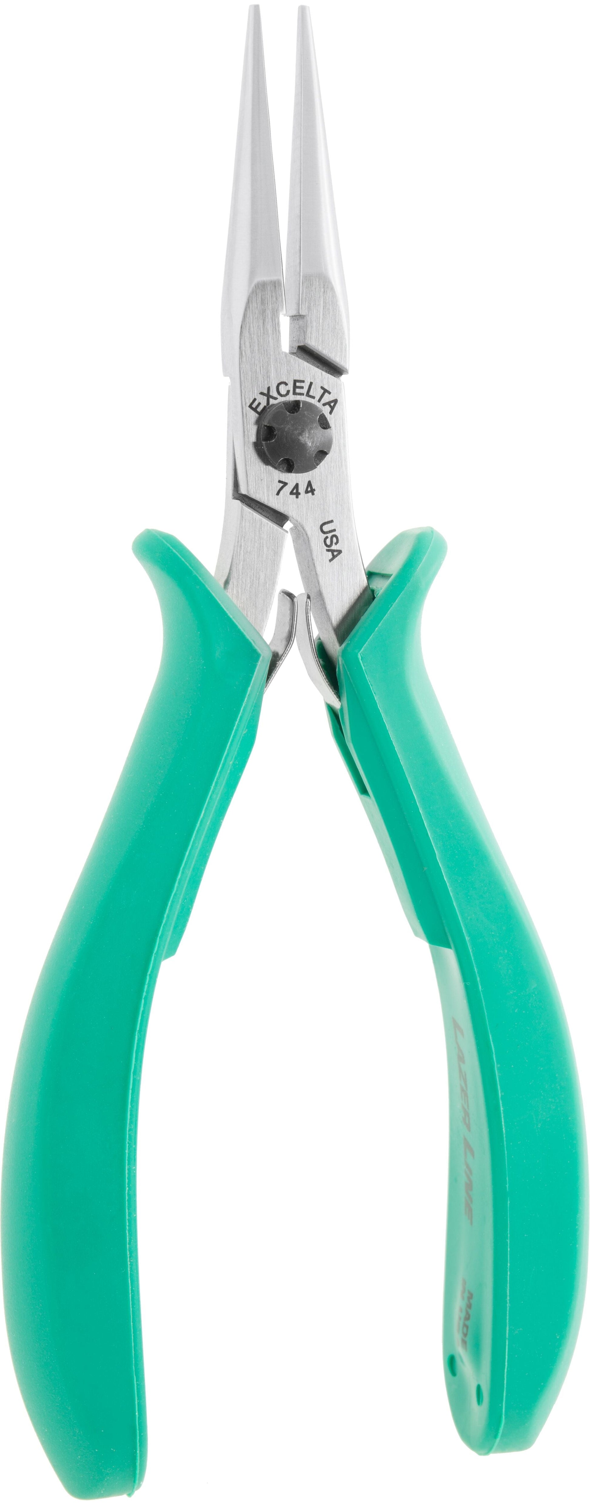 Excelta Pliers 744 Medium Chain Nose, Smooth Jaws, Molded Grip