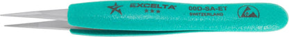 Excelta Tweezers 00D-SA-ET Straight Strong Meduim Serrated Points, Anti-Mag, Neverust Steel 5.25"