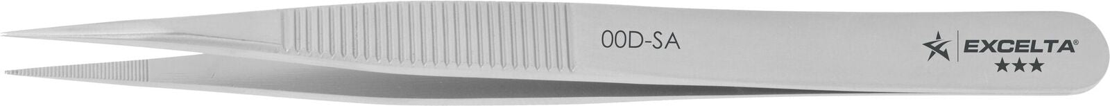 Excelta Tweezers 00D-SA Straight Strong Serrated Points,Anti-Mag, Neverust Steel 4.75"