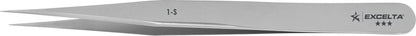 Excelta Tweezers 1-S Straight Very Fine Point, Stainless Steel 4.5"