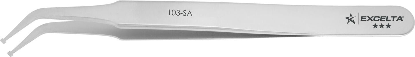 Excelta Tweezers 103-SA, Curved Angulated Points, Anti-Mag, Neverust Steel 4.25"