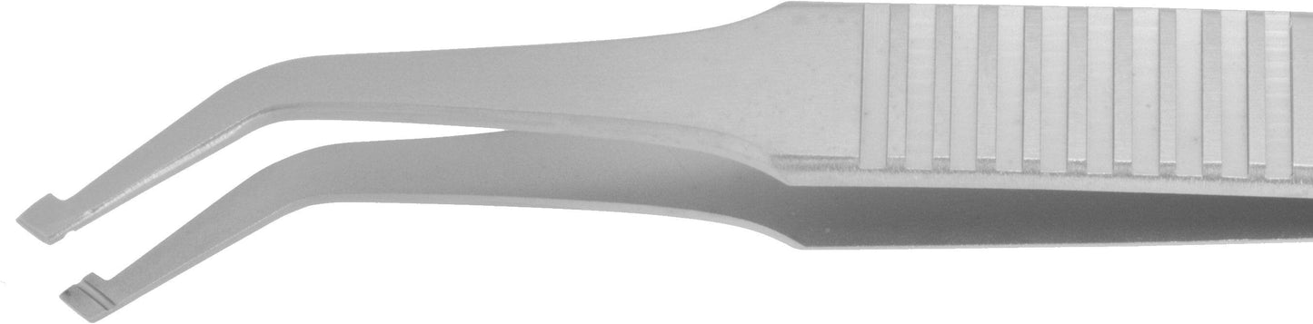 Excelta Tweezers 111-SA 39° Angled Paddle Point, Serrated Handles, Anti-Mag, Neverust Steel 4.25"