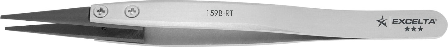 Excelta Tweezers 159B-RT Straight Point, Replaceable Tips, Anti-Mag Neverust Steel 5"