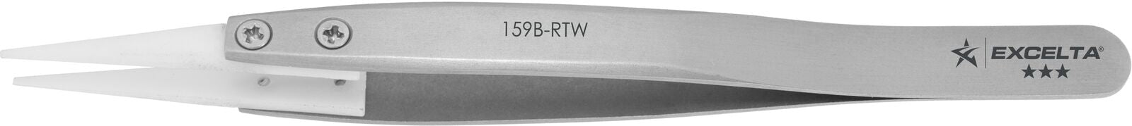 Excelta Tweezers 159B-RTW Straight Acetal Point, Replaceable Tips, Anti-Mag Neverust Steel 5"