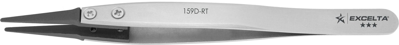 Excelta Tweezers 159D-RT Straight Point, Carbon Fib Replaceable Tips, Anti-Mag Neverust Steel 5"