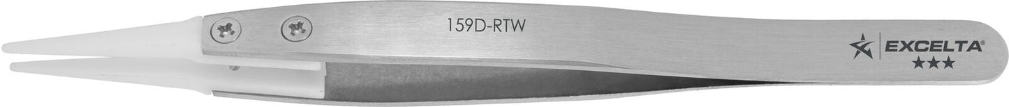 Excelta Tweezers 159D-RTW Straight Acetal Point, Replaceable Tips, Anti-Mag Neverust Steel 5"