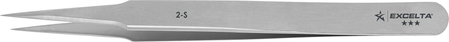 Excelta Tweezers 2-S Straight Tapered, Stainless Steel 4.75"