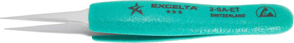 Excelta Tweezers 2-SA-ET Straight Tapered High Precision Points, Anti-Mag, Neverust Steel 5.25"